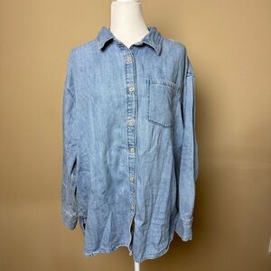 Aerie Denim Long Sleeve Oversized Shirt Size Medium
